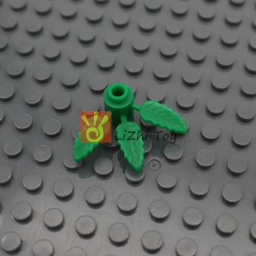 Moc 30176 Plant Brick Round 1x1 with 3 Bamboo Dentate Leaves City Garden Street View Scene Building Blocks Compatible with