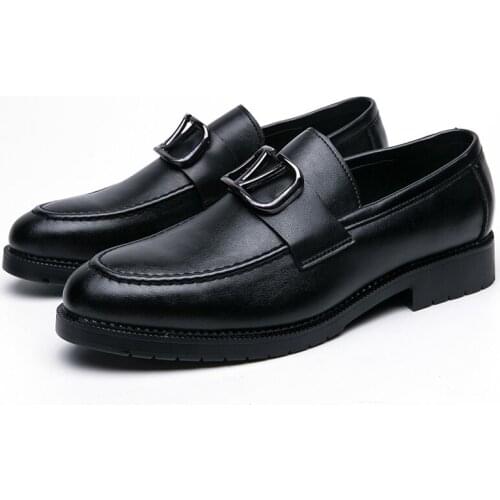 Shoes mens original mens Handmade Pu black smooth metal buckle formal casual shoes with business shoes zapatillas hombre 37-44