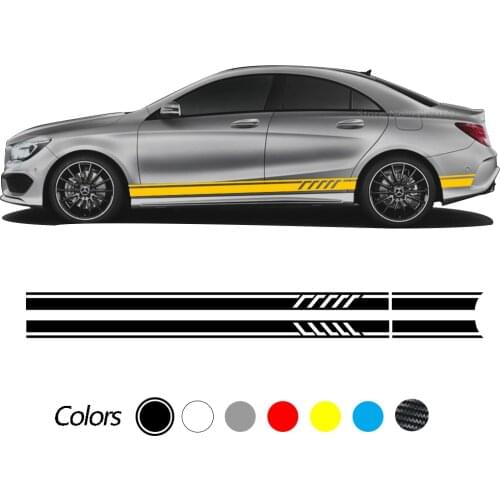 Car Stickers Racing Side Door Stripes Skirt Decal for Mercedes Benz CLA Class CLA45 CLA250 CLA200 CLA180 AMG W117 C117 X117 2Pcs