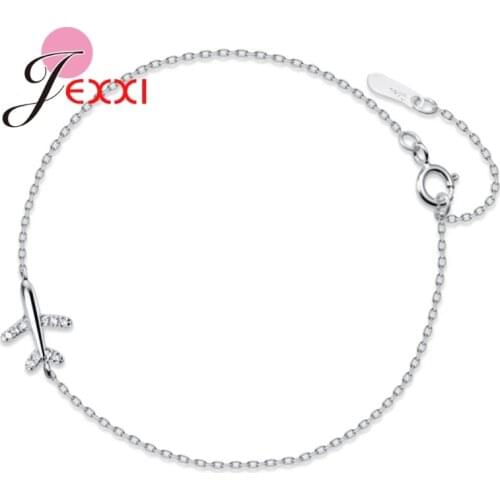 New Arrival 925 Sterling Silver Travel Around World Plane Charm Bracelet Adjustable For Women Girl Party Gift Jewelry Supplies