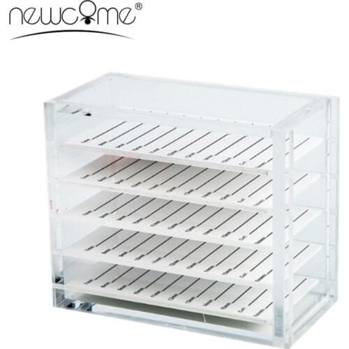 NEWCOME 5 Layers Transparent Eyelash Extension Storage Box Organizer Acrylic Lash Pallet Holder Case Grafting Eyelash Display
