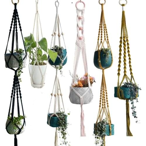 Hot sales handmade macrame plant pot tray plant pot hanger p macrame plant hanger plant hanging for garden plant tray