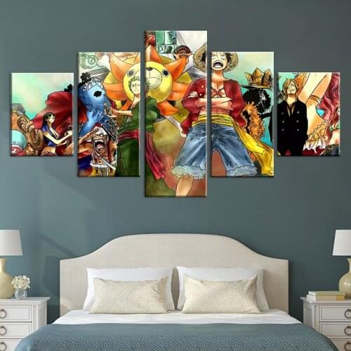 HD Poster Canvas Painting Wall Modular Pictures For Living Room Decorative 5 Pieces One Piece Characters Photo Decor Framework