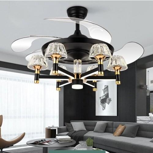 Postmodern Nordic fan lamp high wind ceiling fan lamp living room dining room integrated fan ceiling lamp frequency conversion