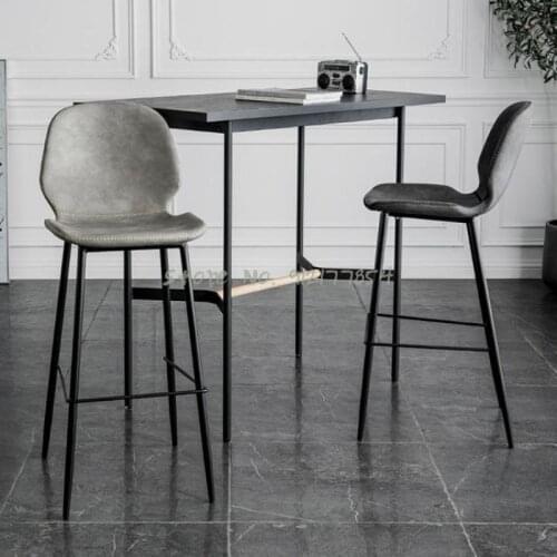 Simple Home Backrest Bar Chair Nordic Iron Art Bar Stool Modern Net Red Bar Stool Coffee Shop High Stool