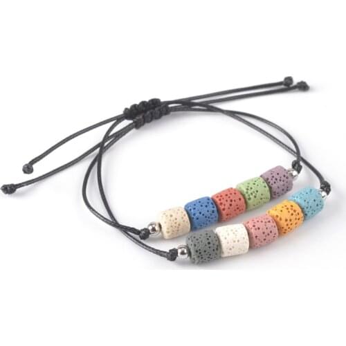 Multicolor Lava Beads Mixed colors minimalist bracelet Natural Volcanic Stone Adjustable Stretch Bracelet&Bangle Jewelry