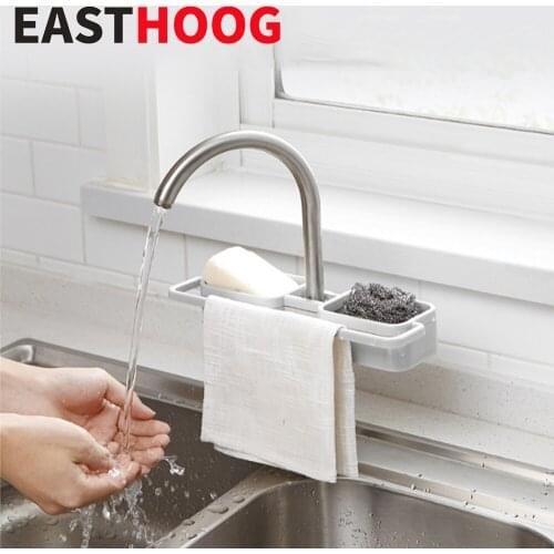 Adjustable Sink Faucet Storage Rack Bathroom Soap Holder Rack Kitchen Rag Sponge Brush Drain Rack Shelf Home Storage Organizer