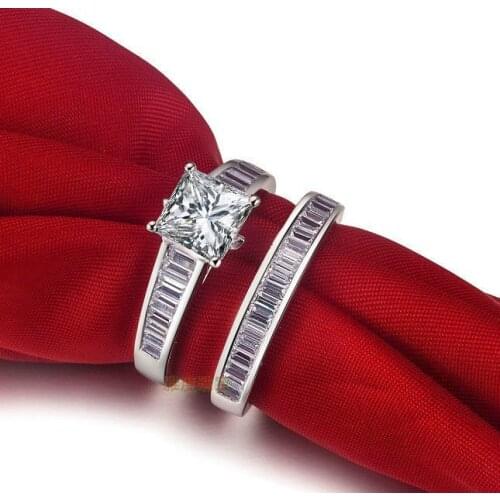 Luxury T Model lab gemstone weeding ring,solid Sterling Silver ring,couple weeding ring, Free Shipping