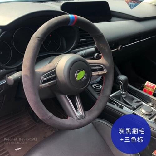 Hand-stitch hand grip Suede leather Auto parts accessories For Mazda 6 CX4 Atenza Axela CX-30 CX5 CX8 CX-30 Steering wheel cover