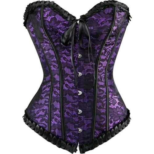 Sexy Floral Overbust Corset Tops for Women Plus Size Corsets and Bustiers victorian Lace Overlay Vintage Corselet Lingerie