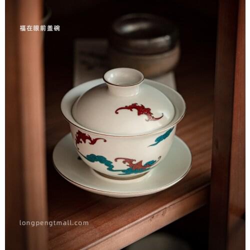 Dehua white porcelain Gongfu tea covered bowl teacup handmade tea teacup Chinese Kung fu cup drinking utensils gaiwan