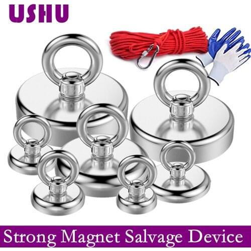 LJSHU Strong Magnet Hook neodymium magnet Deep Sea Fishing Magnet Bracket Ring search magnet Pull weight 32-170KG