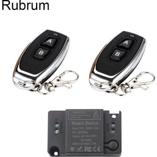 Rubrum 433MHz Universal Wireless RF Remote Control Fan Lamp Light Switch 10A Relay Radio AC 220V 1CH Receiver Module Transmitter