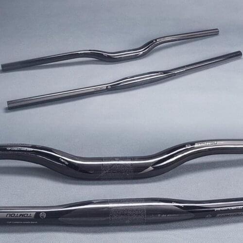 TOMTOU Cycling Full Carbon Fiber Bicycle Handlebar Flat Rise Handle Bar Bike MTB Parts Stem Clamp 31.8mm Gray UD Glossy