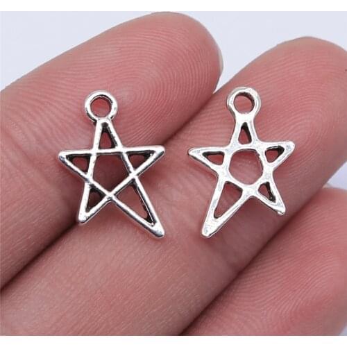 WYSIWYG 20pcs 17x14mm Antique Silver Color Five-Pointed Star Charms Pendant For Jewelry Making DIY Jewelry Findings