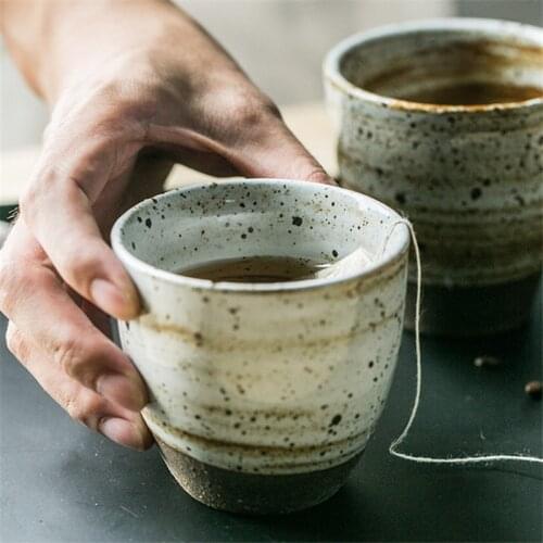 Japanese Handmade Coarse Pottery Teacup Ceramic Kung Fu Small Tea Bowl Retro Tea Cup Creative Coffee Milk Water Mug Drinkware