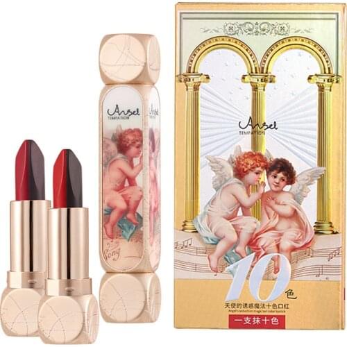 Angel Magic 10-Color Lipstick Matte Long Lasting Smooth Moisturizing Waterproof Pigment Easy To Wear Women Lip Make Up Cosmetic