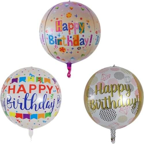 10/20pcs 22inch 4D Happy Birthday Foil Balloons Gold Colorful Air Globos Birthday Party Decoration Baby Shower Kids Toy Supplies