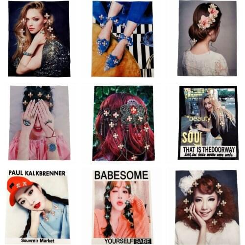 10pc mixed designs Girls clothes Embroidery beading patch deal with it T shirt women sew on patches for clothing stickers Badge