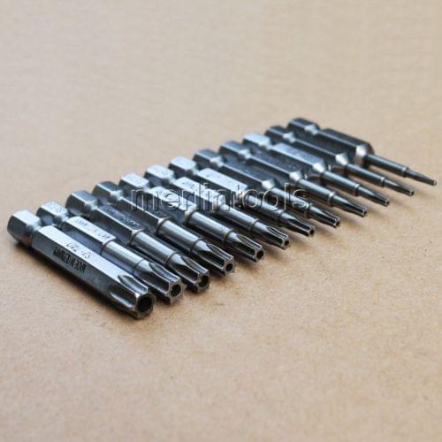 12PC T5-T40 TAMPER STAR TORX SCREWDRIVER SET HEAD 1/4" HANDLE