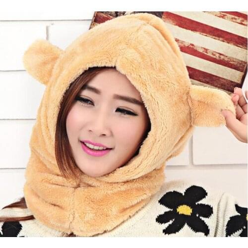 120pcs/lot new coming winter warm cute bear ear Thermal Fleece Balaclava Hood/Warm Mask/bear ear hat beanie