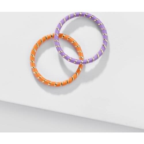 2pcs Colorful Twisted Enamel Rings for Women Girls Minimalist Finger Stacking Gold Ring Female Fashion Jewelry Gifts