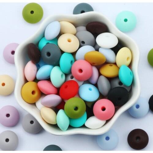 Mixed Lentil Shape Silicone Beads Loose Spacer Beads for Jewelry Making Diy Baby Necklace Bracelet Pacifier Chain Accessories