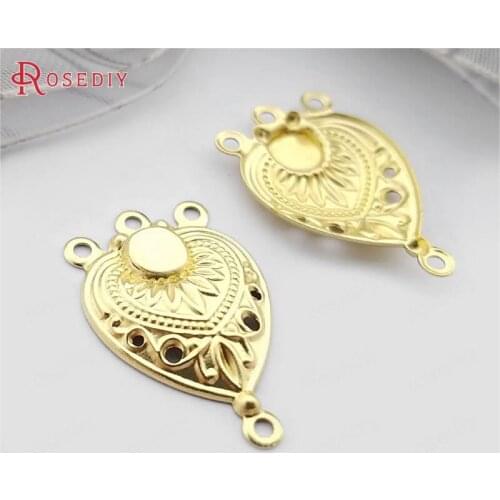 30567)50PCS 22x14MM Not plated color Brass Heart Earring Connector Charms Diy Jewelry Findings Accessories Wholesale