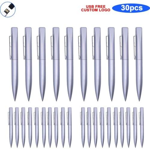 30pcs free logo USB 2.0 metal flash 4gb 8GB 16GB 32GB 64GB 128gb USB flash USB popular fashion memory stick pen drive For gift