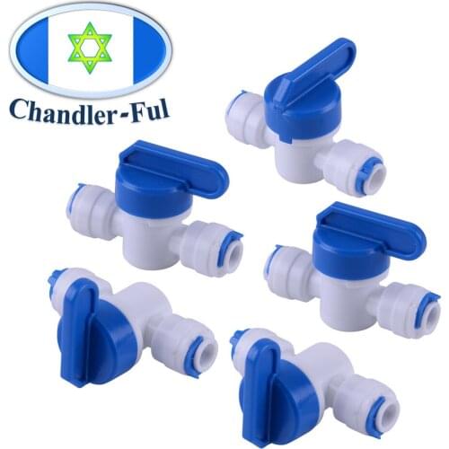 5PCS ball valves Tube O.D. 1/4" OR 3/8" Push-Fit Quick Connectors Quickly Turns on and Shuts off Water Supply Fitting