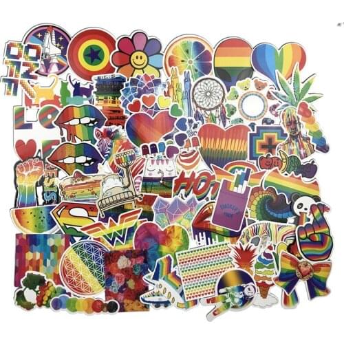 60 PCS Rainbow sticker Anime Icon Animal Cute Decals Stickers Gifts for Children to Laptop Suitcase Guitar Fridge Bicycle Car