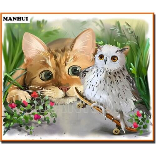 New Diy Diamond Painting 3D diamond painting rhinestones full diamond embroidery Animal Cat and owl Home Decoration MH469