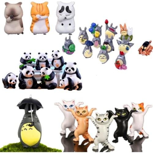 Mini Garden Accessories Lucky Cat Anime Decor Animal Figures Kawaii Resin Flatback Decorations for Home