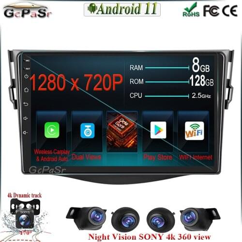 CARPLAY 9'' Android 11 autoradio Carplay for Toyota RAV4 2007-2011 Car Radio Multimedia Video player GPS Navigation BT WIFI