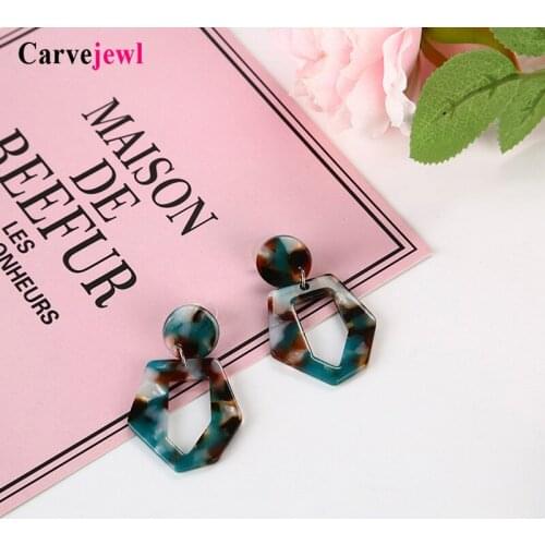 Carvejewl round geometric earrings Fashion Leopard Print Multi-Color Acrylic Acetic Acid Drop dangle earrings for women jewelry