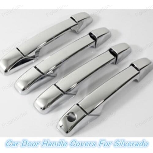 Auto Door Handles Covers With One Keyhole For S\ilverado 2007-2013 4PCS Chrome Exterior -4 Doors Trims Car-Styling