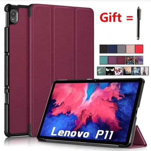 Trifold Stand Case for Lenovo Tab P11 TB-J606F 11'' Tablet Cover 2020 Release with Multiple Viewing Angles+ Soft Film+ Stylus