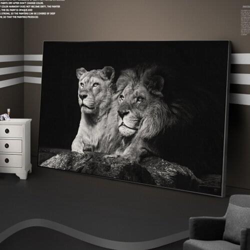 Black and White Lions Lover Canvas Paintings on the Wall Art Posters and Prints African Lion Pictures Home Decoration Cuadros