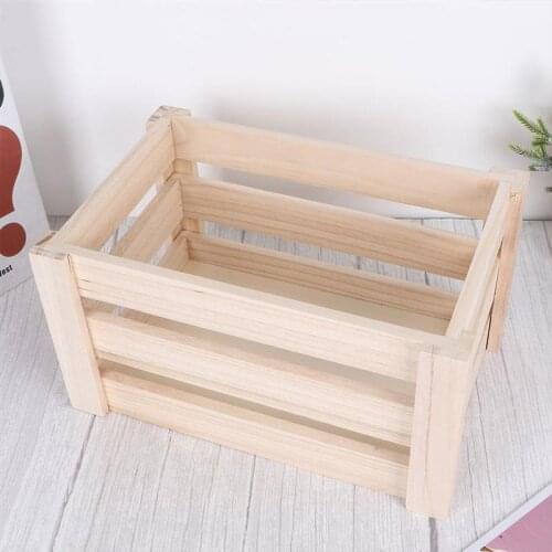 Wooden Desktop Storage Box Vintage Storage Basket Wooden Box Home Office Storage Box
