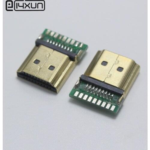 EClyxun 1pcs Gold Plating HDMI Type A Standard Male Plug with PCB board 19P HDMI Connector (1.4)