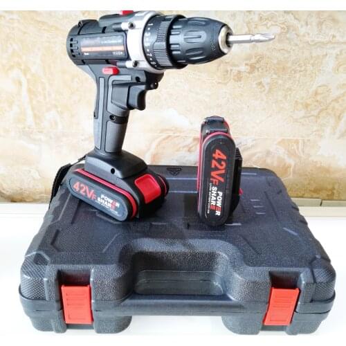 42V Drill Electric Hand Drill Battery Cordless Drill Electric Screwdriver Home Power Tools+box