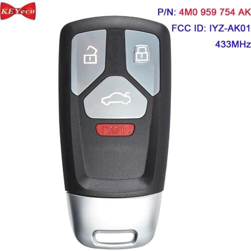 KEYECU for Audi A4 Allroad Quattro A5 Q7 SQ5 TT 2017 2018 Smart Remote Key Fob 4M0959754AK 4M0 959 754 AK