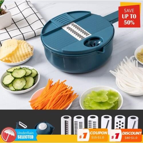 Multi Function Vegetable Cutting Tool Fruit Slicer Kitchen Accessories Cutter Gadget Chopper Grater Shredder Manual Grinder
