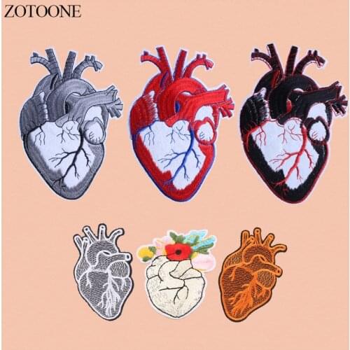ZOTOONE Anatomical Heart Stripe Badge Embroidery Patches For Backpack Stickers On Clothes Clothing Iron On Tactical Patches DIY