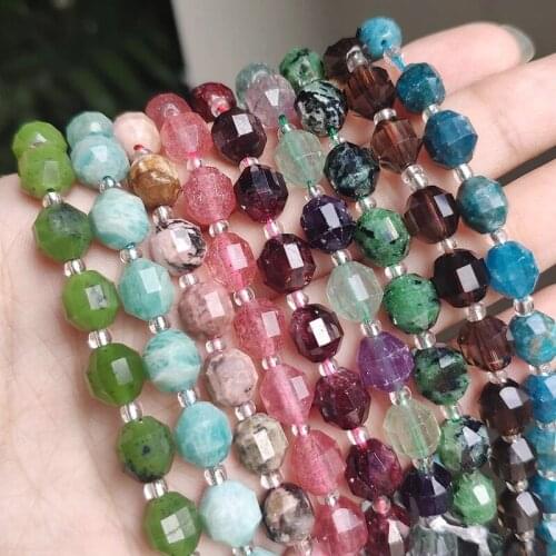 Natural Gems Mineral Beads Apatite Garnet Amazonite OIive Shape Loose Stone Beads for Jewelry Making DIY Bracelet Necklace 15