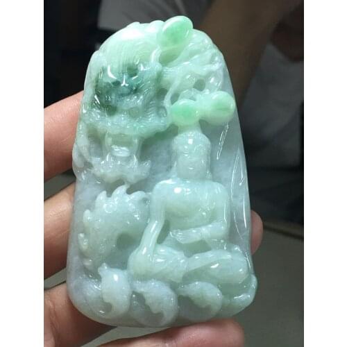 Natural Myanmar jade 7A HandCarved Buddha guan yin jadeite jade green jade pendant jade necklace pendants jewelry necklaces men