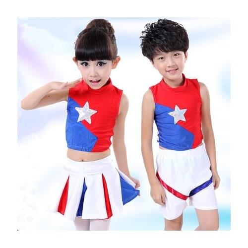 New Christmas Children Cheerleading Performce Uniforms Festival Cheerleading Uniforms for Boys Girls