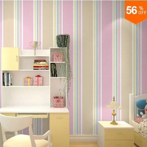 2018 new Kids bedroom wallpaper Child Girl stripe wall paper boys Wall Cover baby wallpaper for Childen Room Baby Rooms lovely