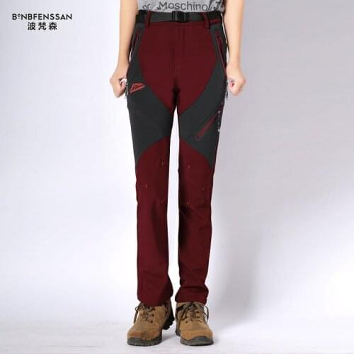 2020 New winter Women Hiking Pants Fleece Thicken Outdoor Trousers Waterproof Windproof Thermal for Camping Ski Climbing Hiking