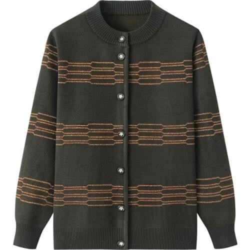 New 2021 Women Cardigan Stripe Crop Top Sweters for Women Wool Sweater Knitted Cardigan Vintage Sweater Slim Casual Warm Jacket